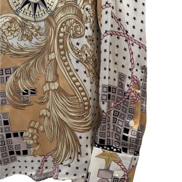 VERSACE 100% Silk Nautical Long Sleeve Button Down Shirt EUC - Picture 16 of 16